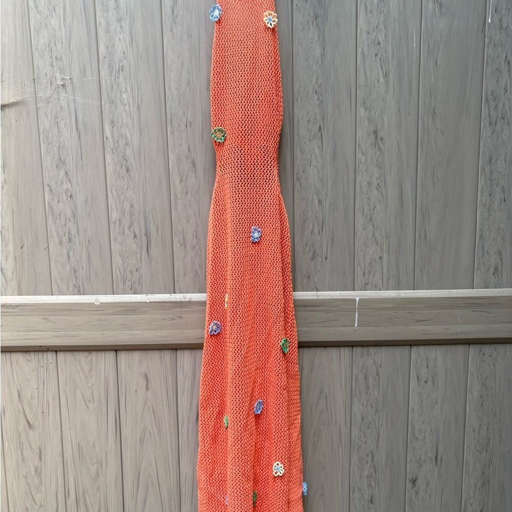 Anthropologie Celandine Crochet Halter Cover-Up Dress in Orange New with Tags! - Picture 4 of 7